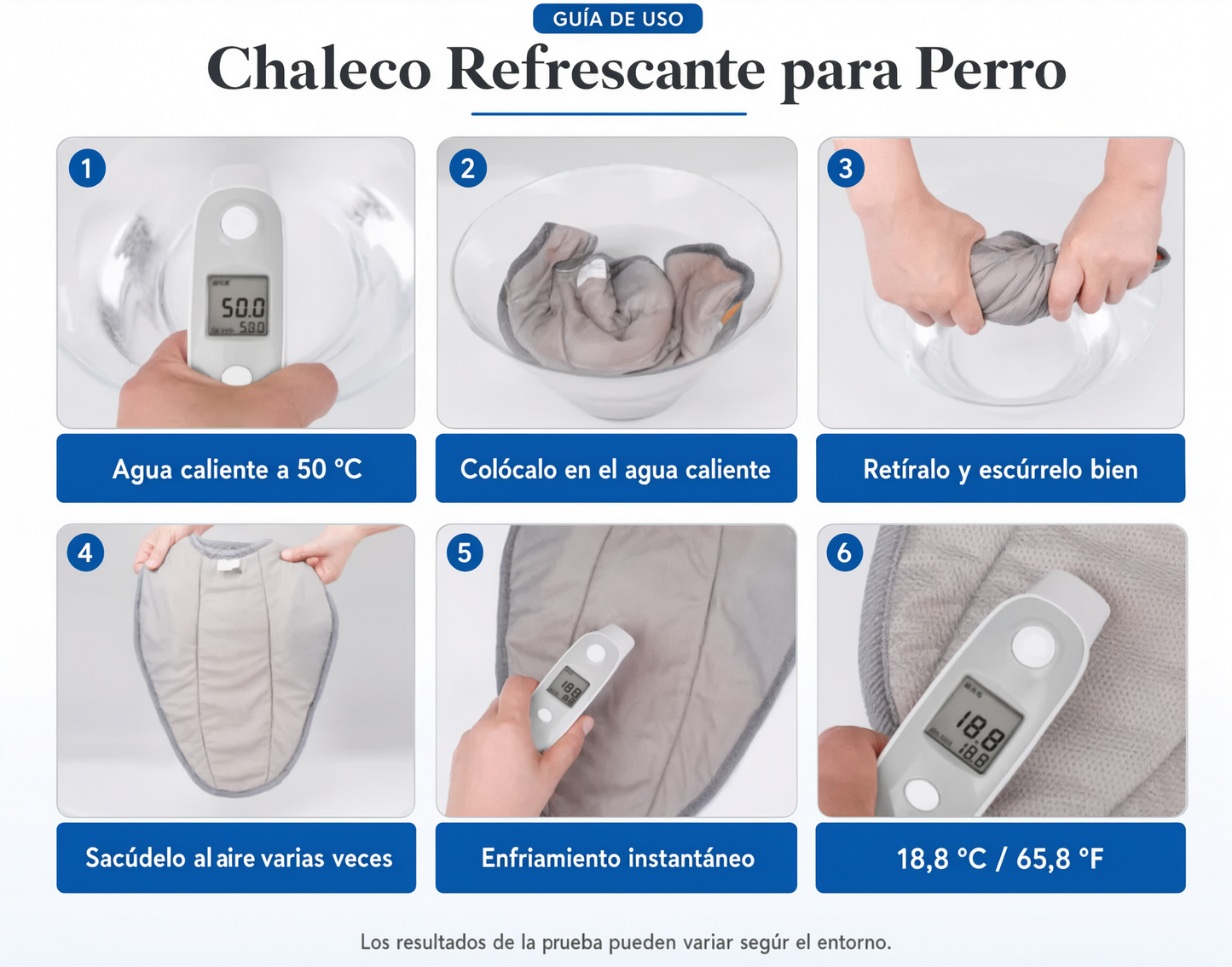 Guía de uso del chaleco refrescante para perro