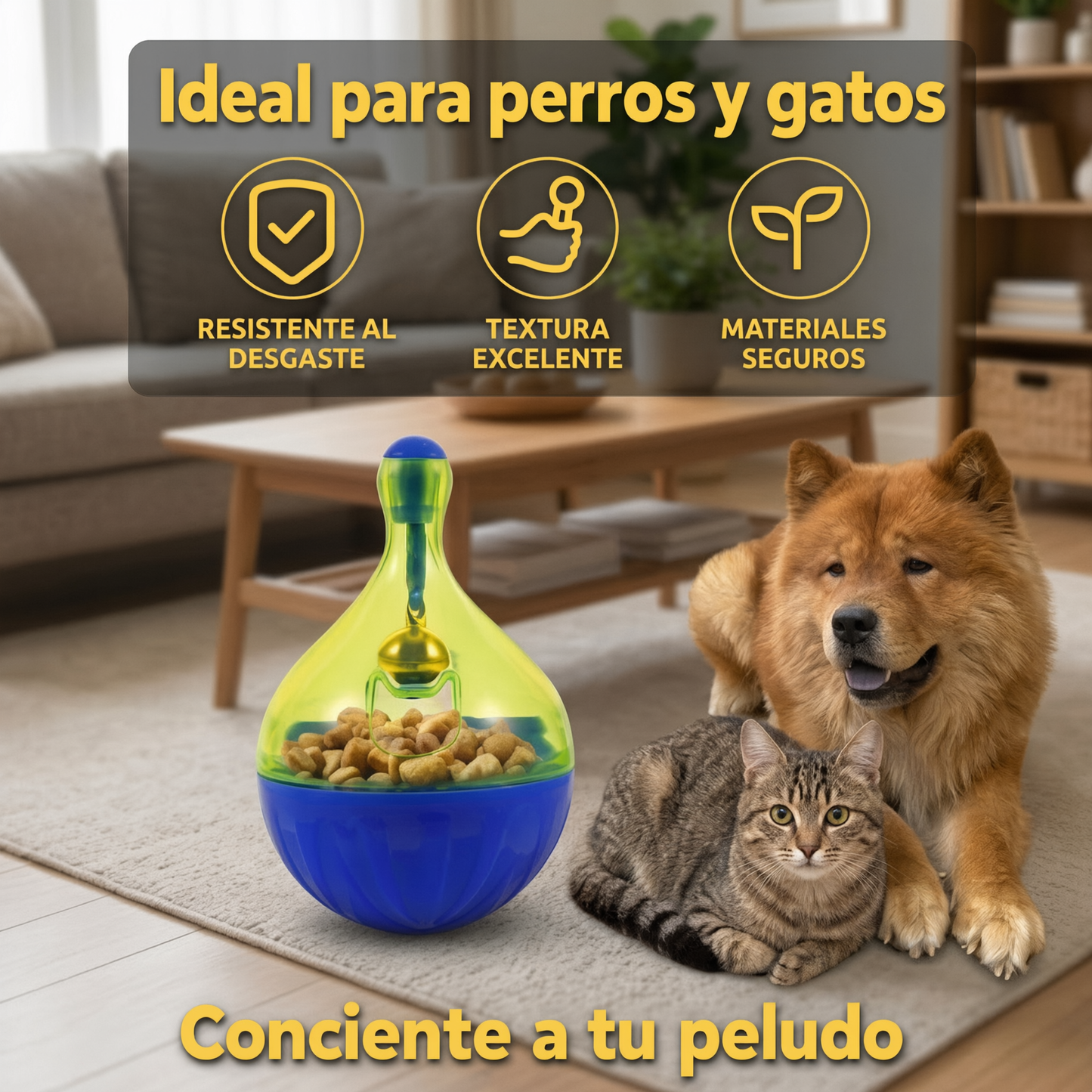 Juguete dispensador ideal para perros y gatos - resistente al desgaste