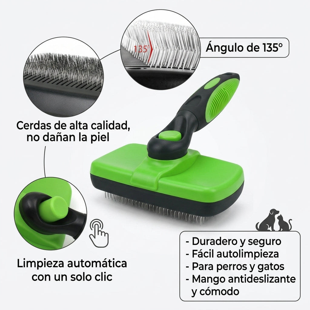 Cerdas de acero inoxidable con ángulo de 135 grados y limpieza automática