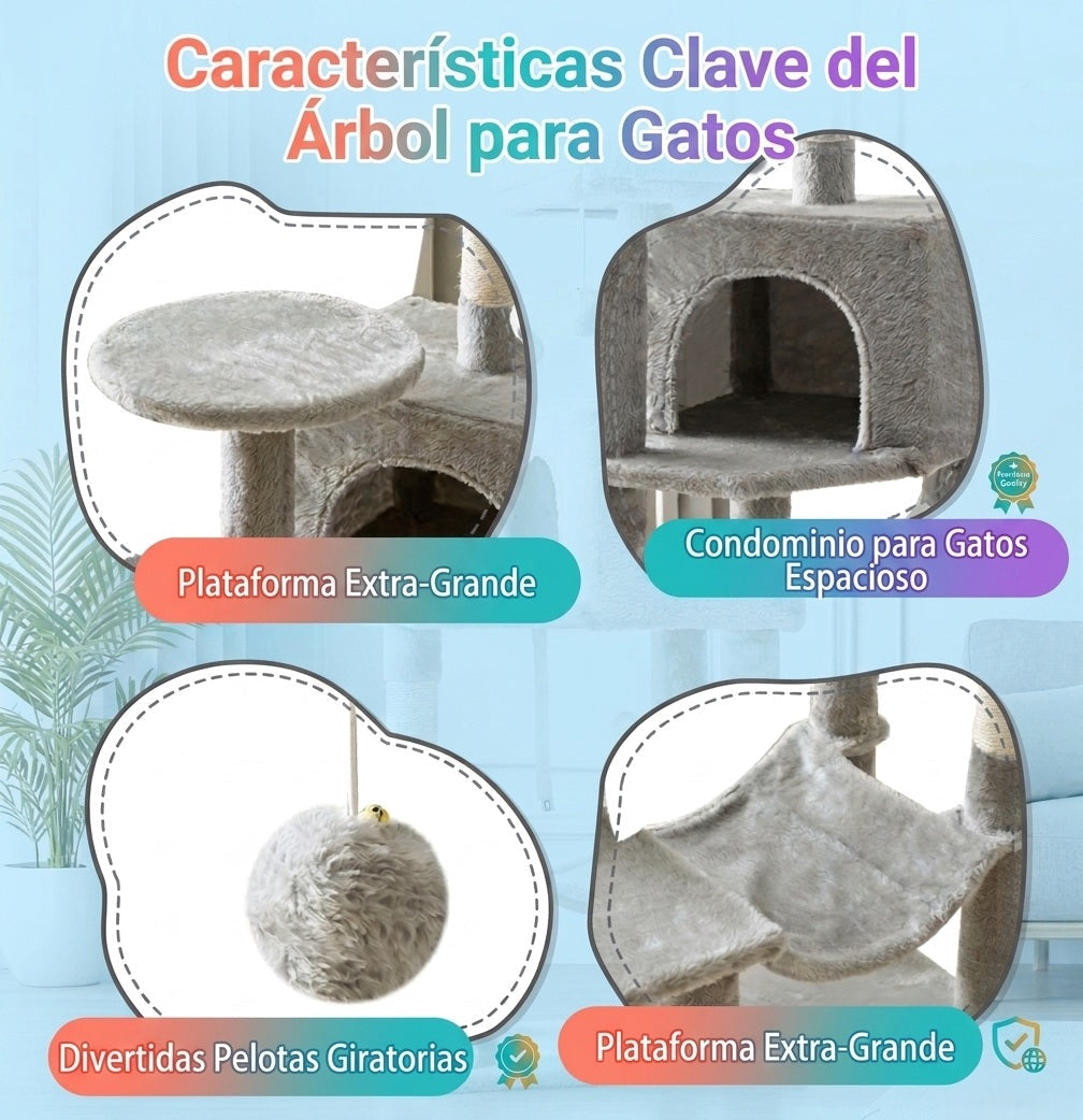 Características clave de la torre rascadora para gatos